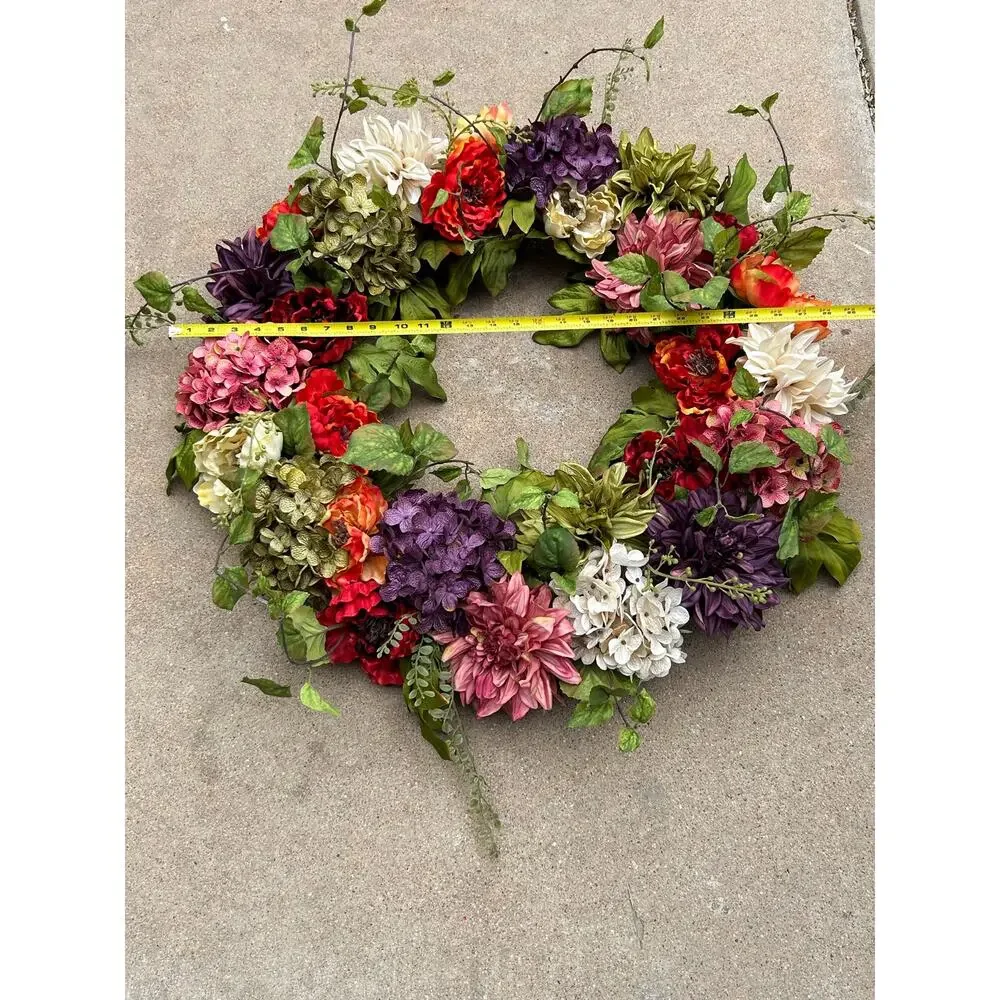 Handmade Large Fall Floral Wreath – Hydrangeas, Mums & Autumn Greenery